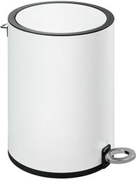 WENKO Monza Easy Close kosz na śmieci z pedałem, kolor biały, kosz na śmieci z mechanizmem powolnego opadania, pojemność: 3 l, stal, 18,5 x 25,5 x 24,5 cm, biały