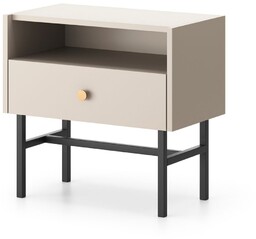 Szafka nocna kaszmir Diva, do sypialni, stolik nocny, wysoki, metalowe nóżki