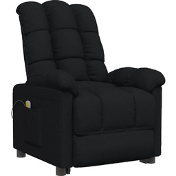 Fotel Z Masażem, Czarny, Obity Tkaniną