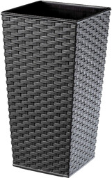 Donica na kwiaty z wkładem Pesaro rattan 35 cm, grafitowa