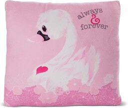 NICI Przytulna Poduszka z Białym Łabędziem Love, 30 x 30 cm, Kwadratowa I Milusia Poducha z Łabędziem dla Dziewczynek, Chłopców i Niemowląt I Puchata Pluszowa Zabawka - 48276
