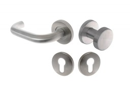 Klamko-gałka stała DORMA PURE 8100/3020/6501 6612PZ z tarczką okrągłą na wkładkę, trzpień 8 mm, lewa, stal nierdzewna (90050055013) (komplet)