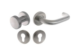 Klamko-gałka stała DORMA PURE 8100/3020/6501 6612PZ z tarczką okrągłą na wkładkę, trzpień 8 mm, prawa, stal nierdzewna (90050055176) (komplet)