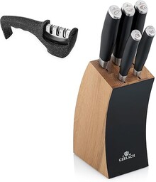 Gerlach Deco Black Zestaw Noży w Bloku, Czarny/Srebrny/Brązowy, 6 Sztuk