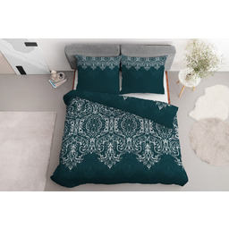 Detexpol Pościel satynowa 140x200 turkusowa ciemna glamour ornamenty 3831 B Home Satin 77