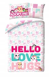 Pościel bawełniana 140x200 Adopt me różowa pieski poszewka Halantex