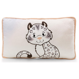 NICI Pluszowa poduszka, pantera śnieżna Eleni Snowbell, puszysta poduszka do przytulania dla dzieci i dorosłych, idealna do domu, przedszkola lub na podróż, 43 x 25 cm, biała  62445