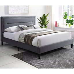 Łóżko 140x200 Tapicerowane Malaga Szare Dwuosobowe