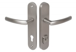 Klamka zewnętrzna antywłamaniowa Schaffner FOX 90 wkładka A/V chrom satyna