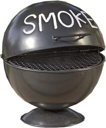 Boltze Popielniczka Wiki (popielniczka w stylu grillowym, pomysł na prezent dla palaczy, z żelaza czarna, 13 cm) 3852000