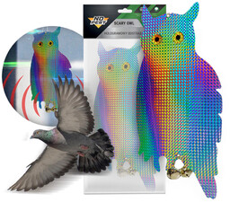 Odstraszacz ptaków sowa hologramowa SCARY OWL No Pest . Sylwetka stojącej sowy