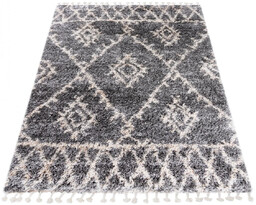 Profeos Ciemnoszary dywan włochacz z frędzlami B9-N83