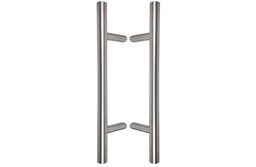 Pochwyt drzwiowy dwustronny skośny 45 fi 32 mm L-800, X-600 stal nierdzewna, zestaw śrub w komplece, drewno PCV, aluminium, szkło