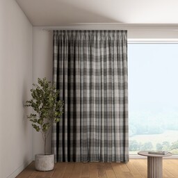 Zasłona na taśmie marszczącej 1 szt., krata szaro-grafitowa, Edinburgh