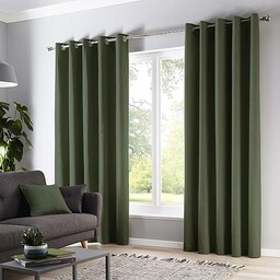 Fusion - Oliwkowozielone zasłony szer. 46 x dł. 72 cm (117 x 183 cm) - zielone zasłony na przelotkach - 100% bawełniane zasłony do sypialni/salonu - zasłona na drzwi - zasłony termiczne/obróbka