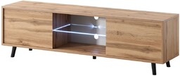 Szafka RTV Luna 01 LED Dąb Wotan 140 cm, pod telewizor, drewniana, klasyczna, na nóżkach
