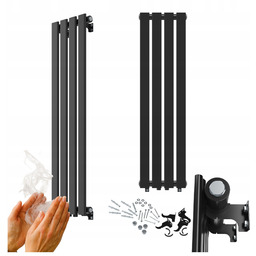 Grzejnik pionowy ozdobny 1100x296 Czarny kaloryfer 368W panelowy Fero