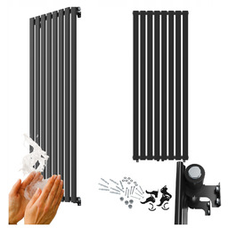 Grzejnik pionowy ozdobny 1600x600 Czarny kaloryfer 1036W panelowy Fero