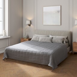 Narzuta pikowana w kratę, slade Grey (szary), Cotton Panama