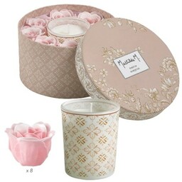 Ekskluzywny Zestaw perfumowana świeca z pachnącymi mydełkami w kształcie pączków róży - Marquise