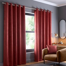 Fusion Zasłony terakotowe szer. 46 x dł. 54 cm (117 x 137 cm) - czerwone pomarańczowe zasłony na przelotkach - czerwone pomarańczowe zasłony do sypialni/salonu - zasłony na drzwi, zasłony