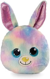 Pluszowa poduszka GLUBSCHIS króliczek Rainbow Candy 32x32cm kolorowa figurkowa - Puszysta poduszka zwierzątko dla małych i dużych miłośników przytulnych zwierzątek- idealna do domu i przedszkola