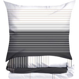 Pościel bawełniana premium Bielbaw w paski biało-grafitowa z beżowymi akcentami PFX-45