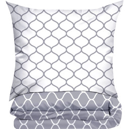 Pościel bawełniana premium Bielbaw w biało-szary wzór geometryczny PFX-46