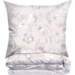 Pościel bawełniana premium Bielbaw beżowa w kwiaty PFX-47