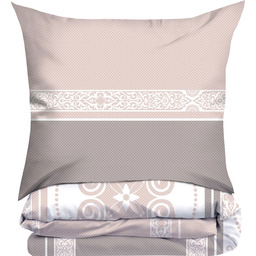 Pościel bawełniana premium Bielbaw w beżowo-szary ornament PFX-49