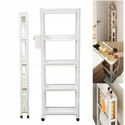 Półka łazienkowa i kuchenna na kółkach Haczyki Koszyk za drzwiami Wąska 9CM