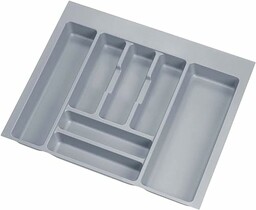 Emuca - Organizer sztućców, organizer do szuflady kuchennej, tacka na sztućce, 7 przegródek, moduł 60 cm, plastik, szary