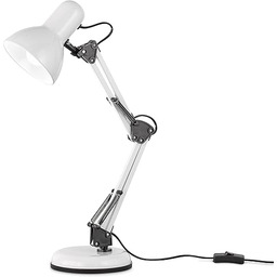 EGLO Lampa stołowa Colinezza 1 żarówka, elastyczna regulowana, lampa stołowa, industrialna, nowoczesna, lampa biurowa, z metalu w kolorze białym i czarnym, lampa z przełącznikiem, oprawka E14