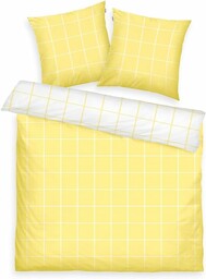 Herding TOM TAILOR pościel z dużą kontrolą światła, cytryna i biel, 2 x 80 x 80 cm + 200 x 220 cm, 100% bawełna, z certyfikatem Wendemotiv und farbigem Markenreißverschluss