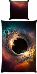 Komplet pościeli z czarną dziurką, poszewka na poduszkę ok. 80 x 80 cm, poszwa na kołdrę ok. 135 x 200 cm, z lekko poruszającym się zamkiem błyskawicznym, 100% poliester, mikrofibra