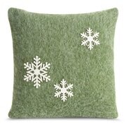 Eurofirany Poszewka świąteczna 40x40 Chp 83 zielona biała śnieżynki z filcu PŚ 23