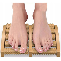 Podwójny roller do masażu stóp masażer drewniany obrotowy do nóg 10 wałków