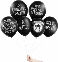 Pechkeks 4501003 balony anty-imprezowe, czarne balony z ukośnymi sentencjami, zestaw Sylwestra edycja