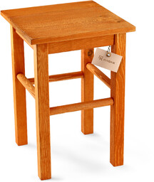 Taboret drewniany Rena 44x30 cm kwadratowy pomarańczowy