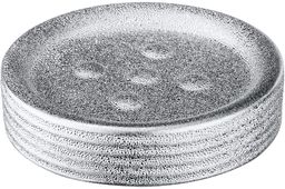 Wenko Dish Polaris Juwel taca na mydło, ceramiczna, srebrna błyszcząca, 11 x 11 x 2,5 cm