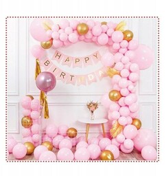 Balony Urodzinowe Różowe Zestaw 82Szt Urodziny