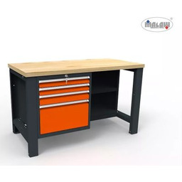 Stół warsztatowy ST14/09 "DWÓJKA" 140cm 4 szuflady zamek na klucz