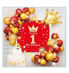 Zestaw Balonów Na Urodziny Złote Czerwone 40Szt