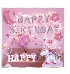 Balony Urodzinowe Dekoracje Zestaw Jednorożec