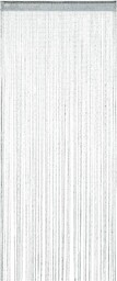 Relaxdays Brokatowa zasłona sznurkowa, 90 x 245 cm, możliwość skracania, na drzwi i okna, nadaje się do prania, zasłona sznurkowa, srebrna