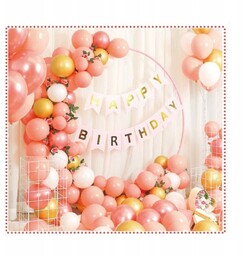 Balony Urodzinowe Zestaw 66Szt Różowe Urodziny