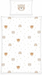 Herding babybest Little Friends Pościel zimowa, poszewka na poduszkę 40 x 60 cm z zakładką hotelową, poszwa na kołdrę 100 x 135 cm, z zamkiem błyskawicznym, 100% bawełna/flanela, biała