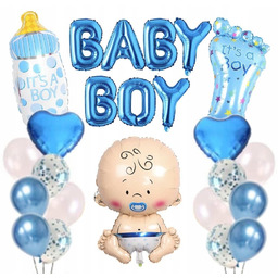 Balony N A Powitanie Chłopca Baby Boy Baby Shower Zestaw Balonów 24Szt