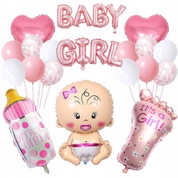Balony N A Powitanie Córeczki Baby Girl Baby Shower Zestaw Balonów - 24Szt