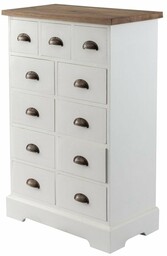 Komoda Brighton 11 szuflad white&natural, 70 x 38 x 110 cm